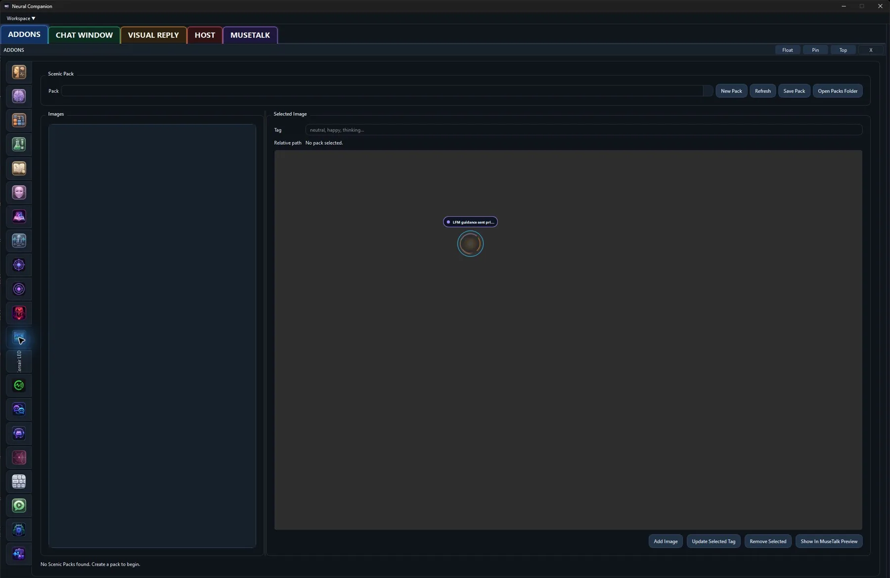 Scenic Avatar controls in the Neural Companion Windows application