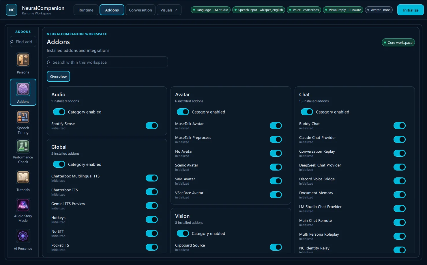 Native addon manager in Neural Companion