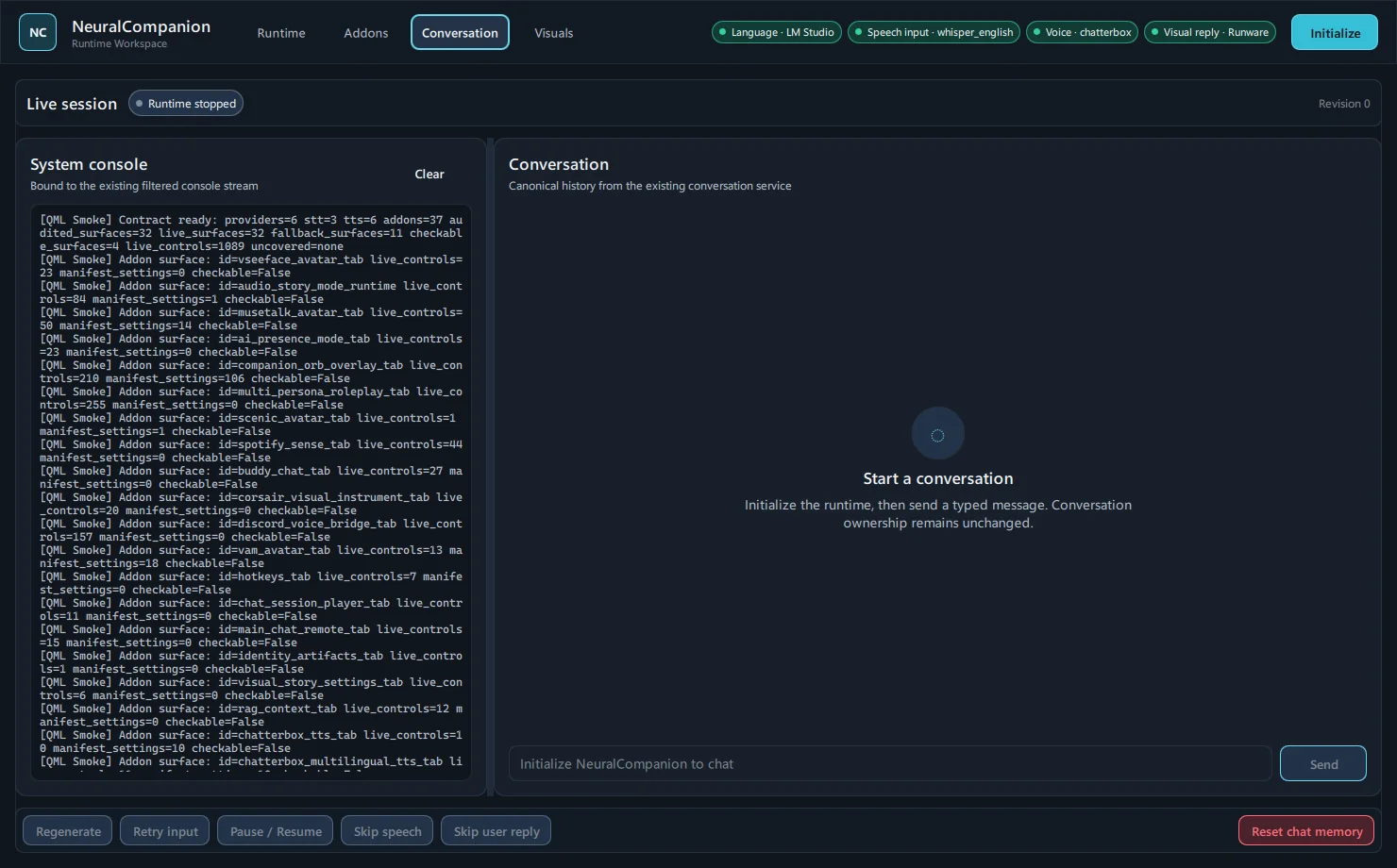 Native conversation workspace in Neural Companion